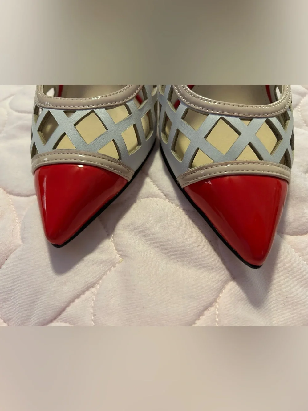 Nine West Red Patent Pointed-Toe Cutout Pumps